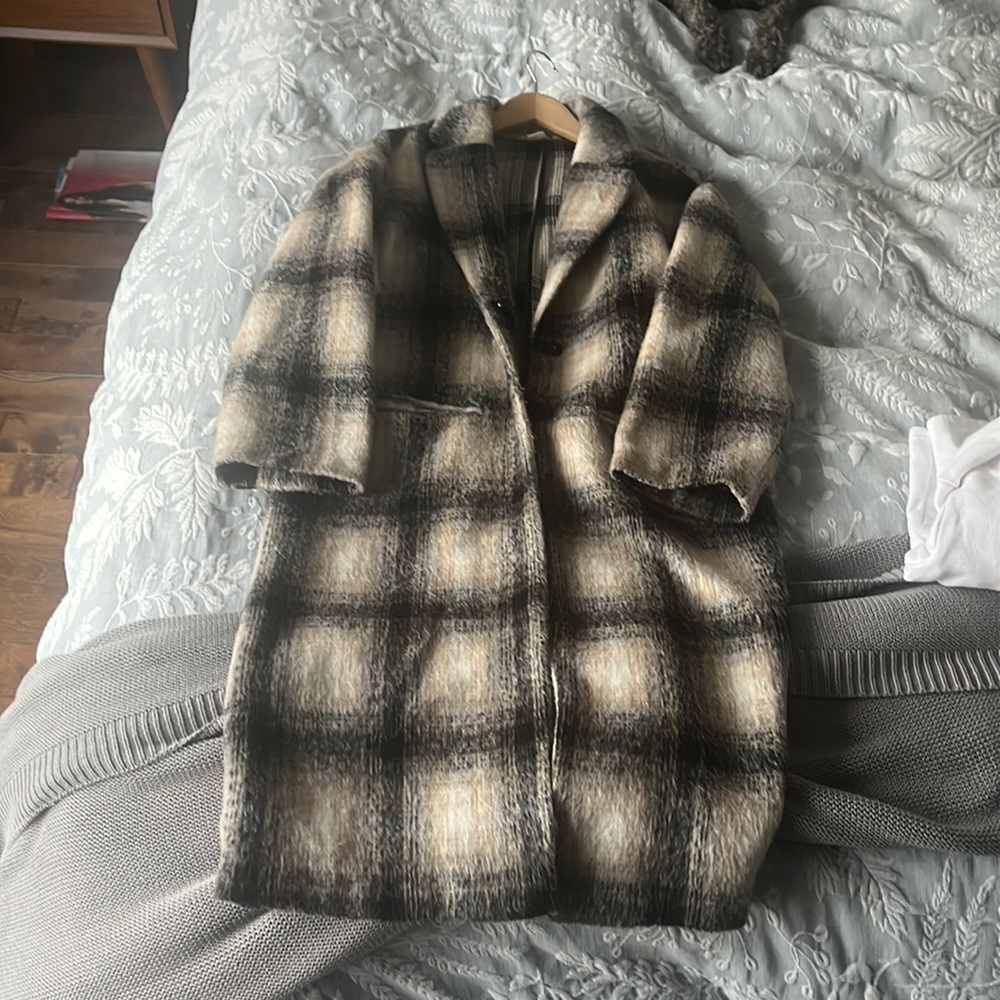 H&M flannel peak coat